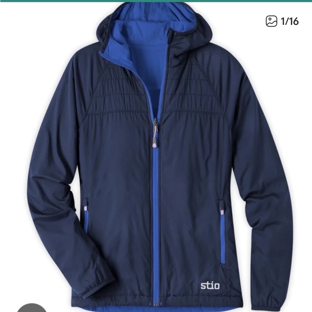 Stio Navy and Royal Blue Hooded Jacket